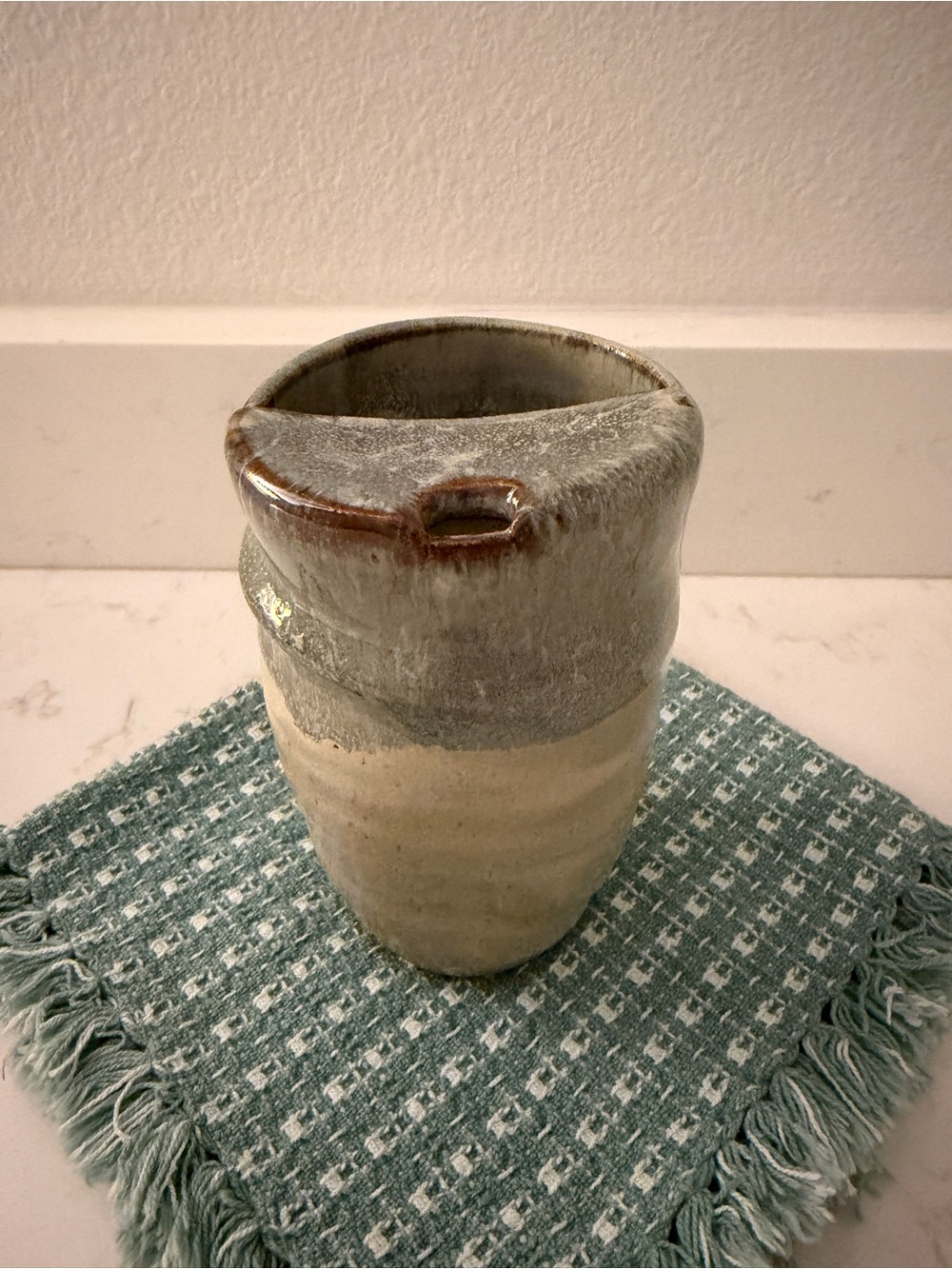 Handcrafted Ceramic Coffee Mug in Gray and Cream